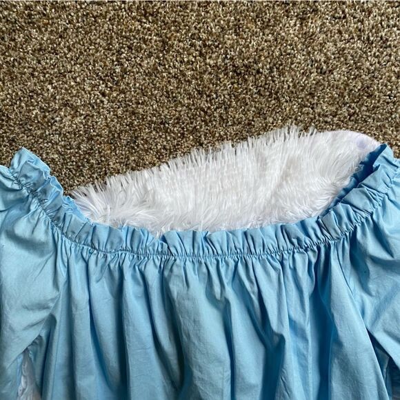 Flying Tomato Dress Embroidered Fringe Hem Elastic Cold Shoulder Blue Pink Boho - Picture 4 of 7